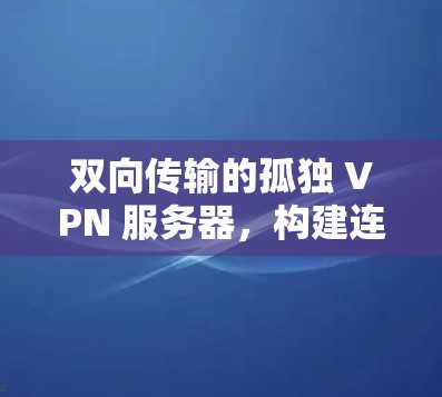 双向传输的孤独 VPN 服务器,构建连接的孤独灵魂 双向传输的孤独 VPN 服务器,构建连接的孤独灵魂