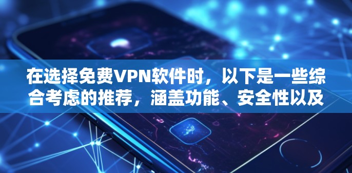 在选择免费VPN软件时，以下是一些综合考虑的推荐，涵盖功能、安全性以及适用场景