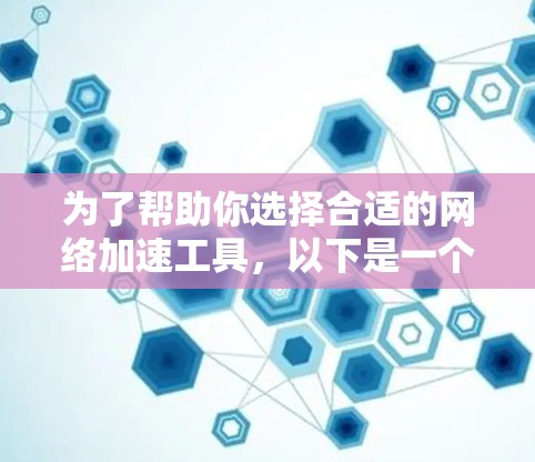 为了帮助你选择合适的网络加速工具,以下是一个结构化的总结和建议 为了帮助你选择合适的网络加速工具,以下是一个结构化的总结和建议